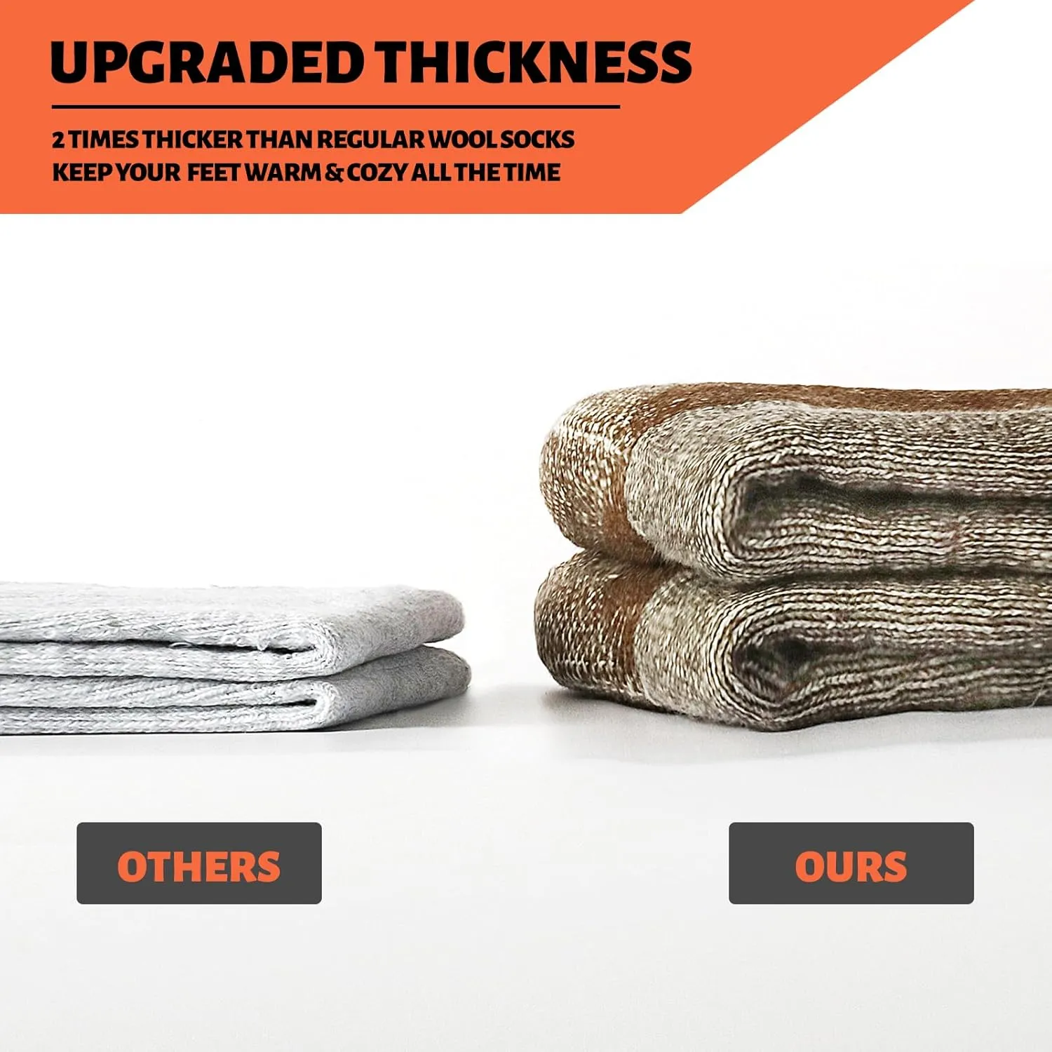 ACUSHLA Merino Wool Hiking Socks for Men & Women, Thick Warm Breathable Cushion Crew Socks Thermal Boot Socks, 3 Pairs