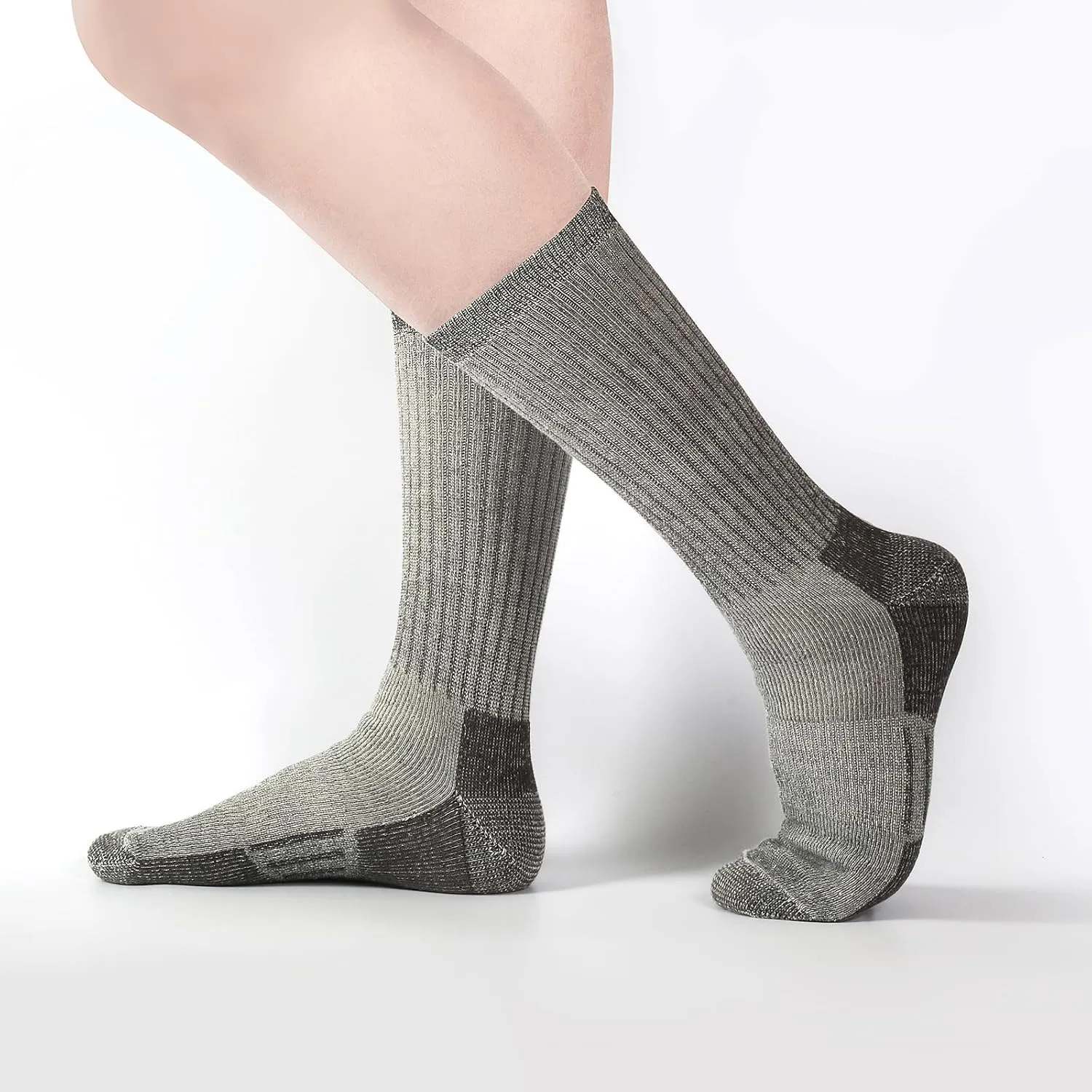 ACUSHLA Merino Wool Hiking Socks for Men & Women, Thick Warm Breathable Cushion Crew Socks Thermal Boot Socks, 3 Pairs