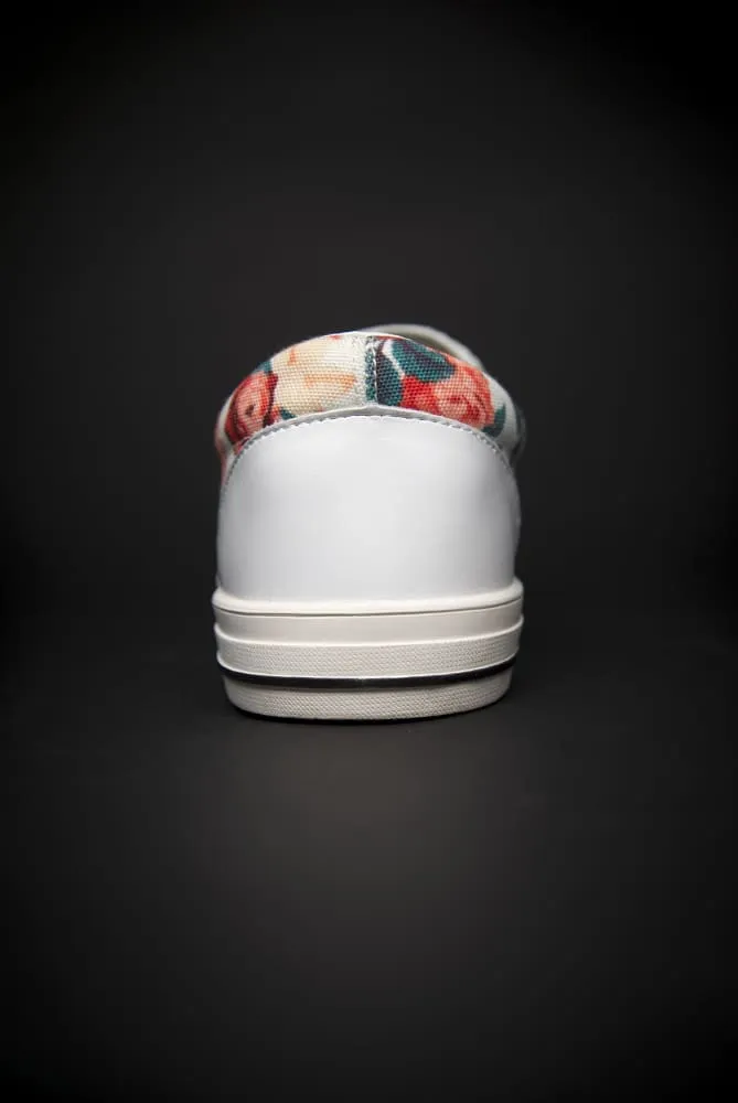 Basquiat Floral Print Canvas Ladies Slip On Low-Top