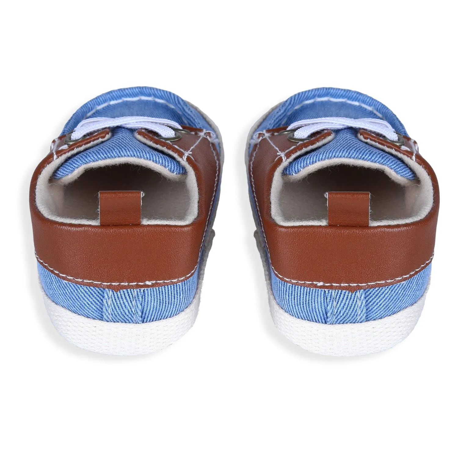 Colour Blocked Stylish Boat Slip-On Booties - Blue