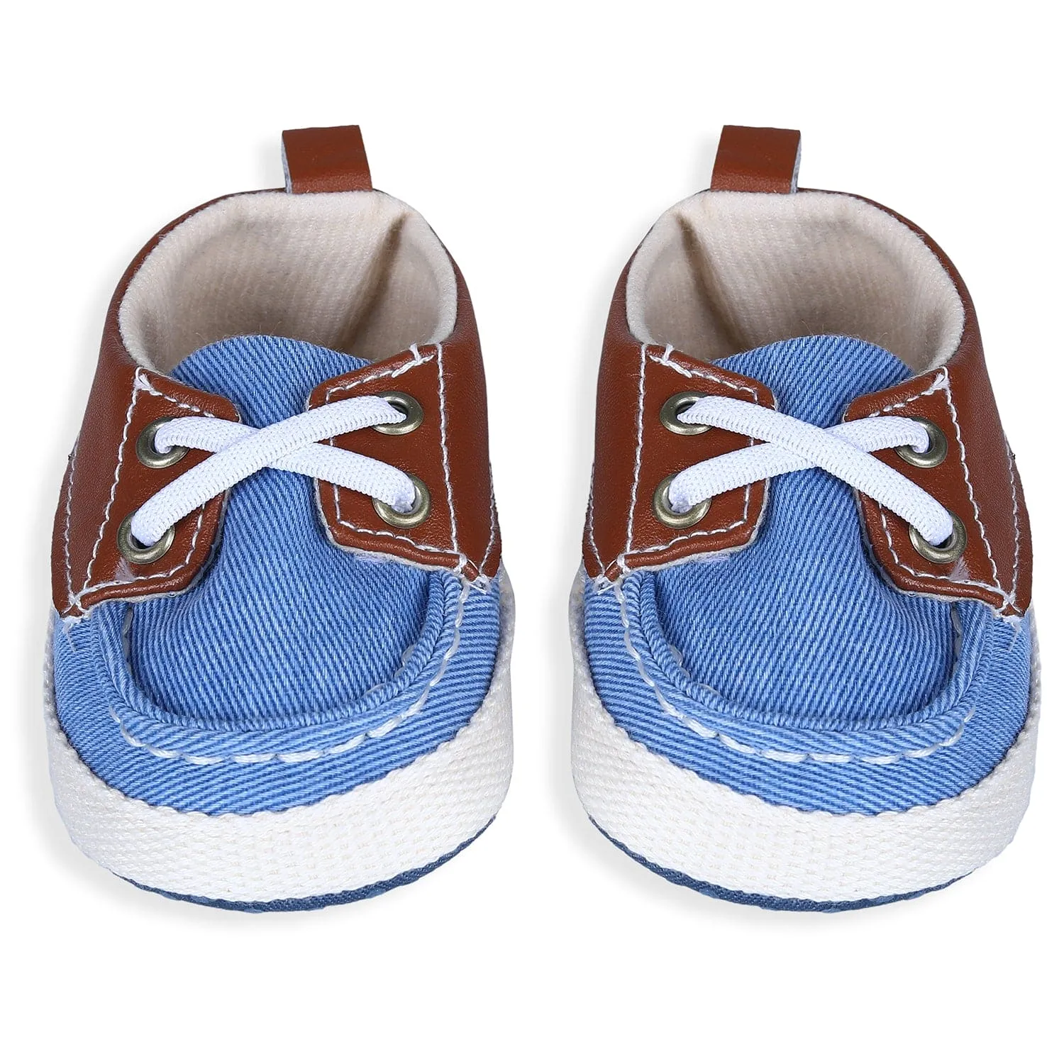 Colour Blocked Stylish Boat Slip-On Booties - Blue