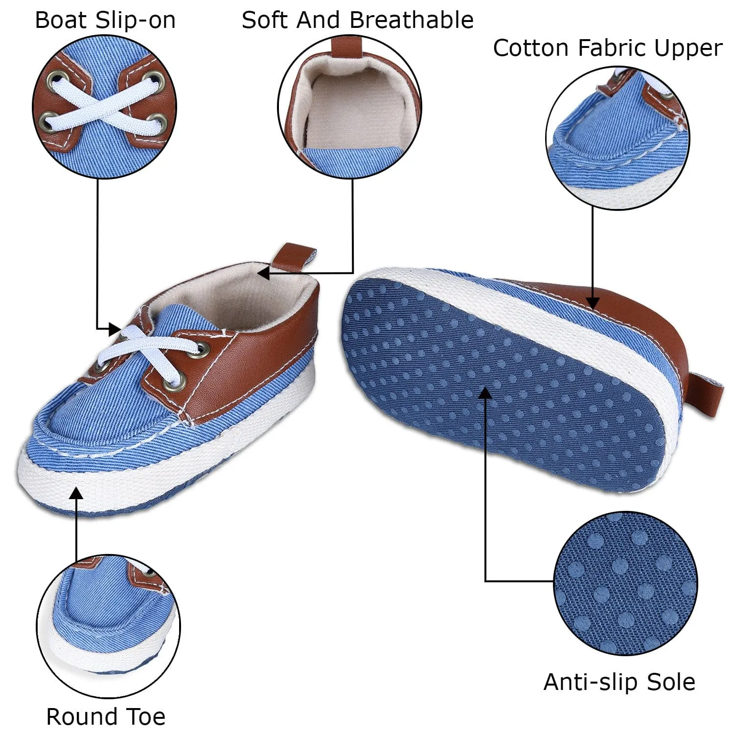 Colour Blocked Stylish Boat Slip-On Booties - Blue