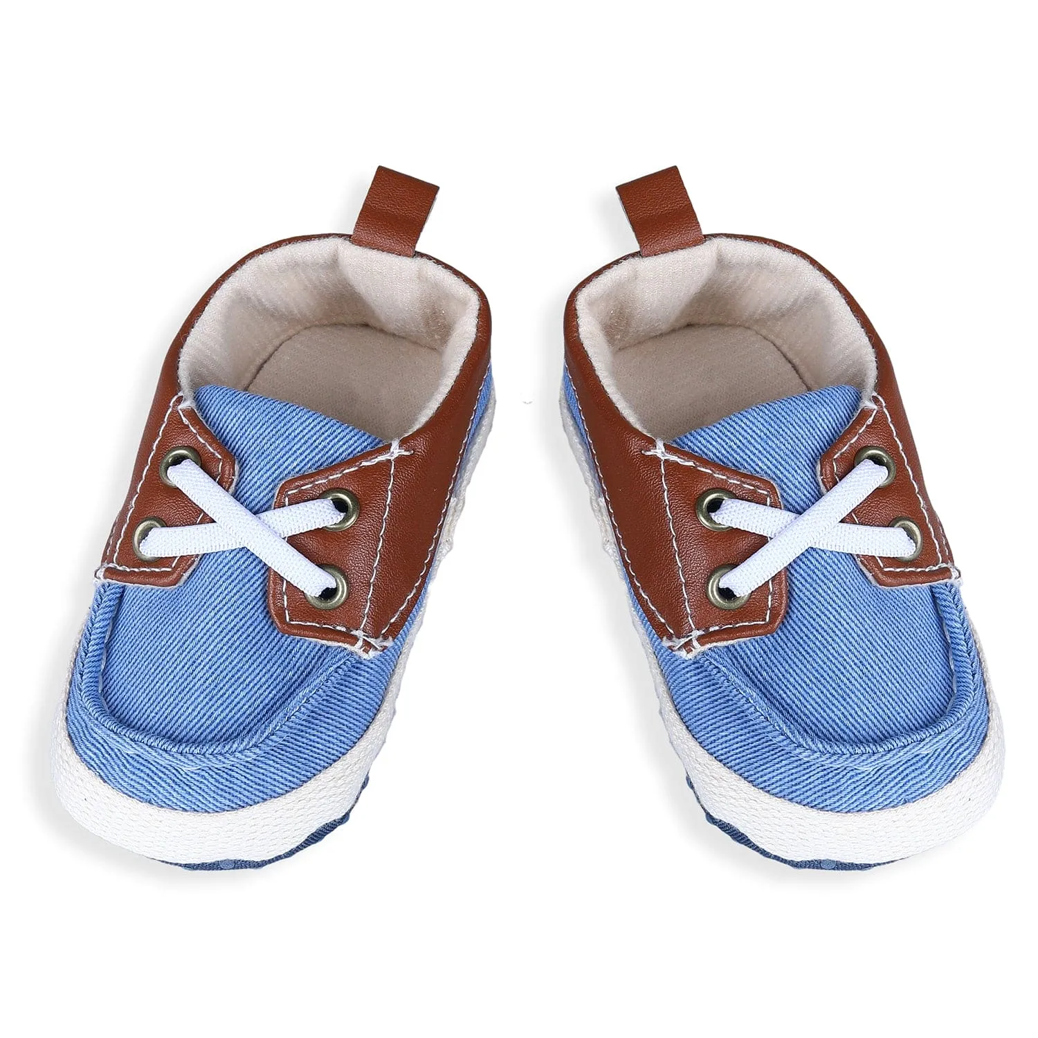 Colour Blocked Stylish Boat Slip-On Booties - Blue