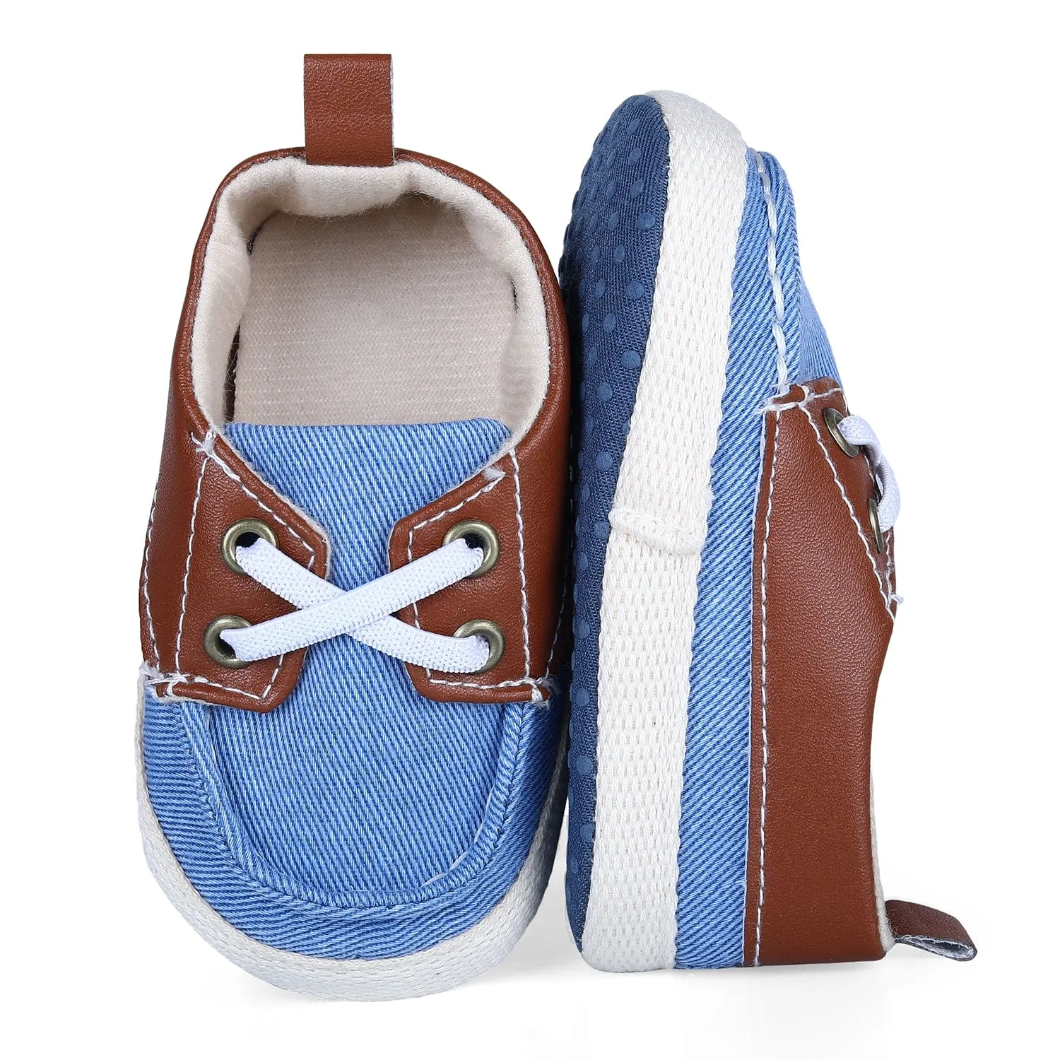 Colour Blocked Stylish Boat Slip-On Booties - Blue