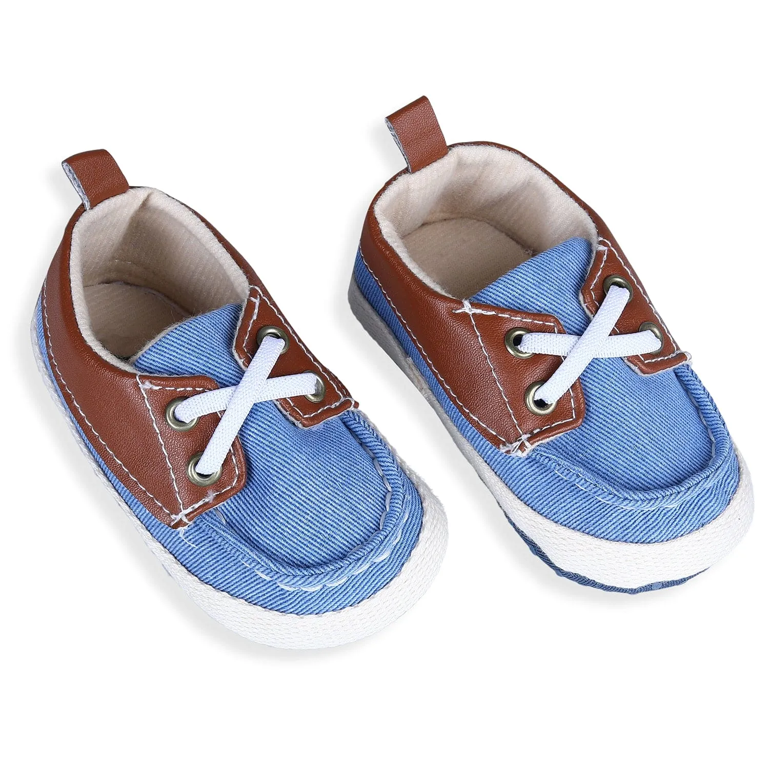 Colour Blocked Stylish Boat Slip-On Booties - Blue