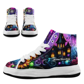 Corporate Gifts,Personalized Bat Sneakers, Custom Pumpkin Shoes, Durable Canvas Higi Top Gym Shoes, Walking Shoes