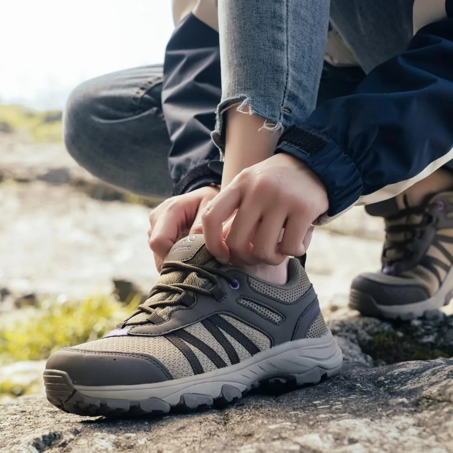 COTTIMO Women's Waterproof Hiking Shoes Non Slip Sneakers Lightweight Tennis Shoes for Work Walking Running Trekking Trail Shoes