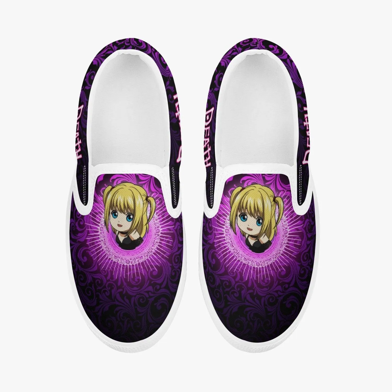 Death Note Misa Purple Kids Slip Ons Anime Shoes