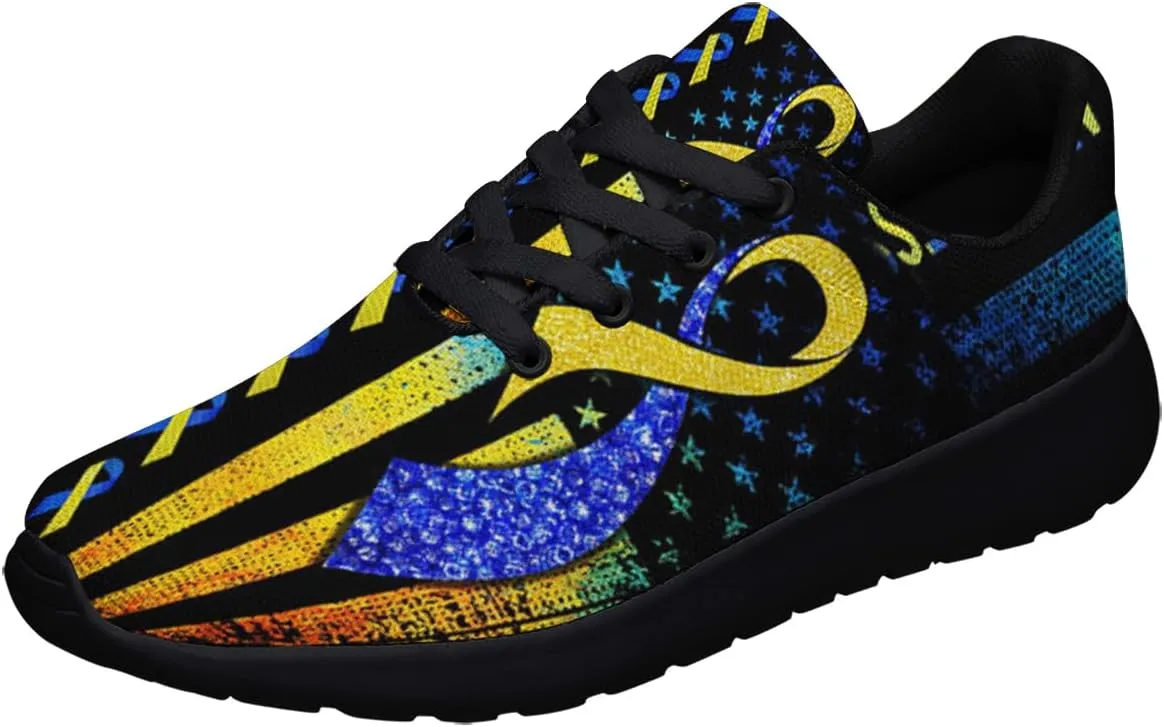 Down Syndrome Awareness Shoes, Lace Up Walking Sneakers, Running Shoes Mesh Breathable Sports Trainers
