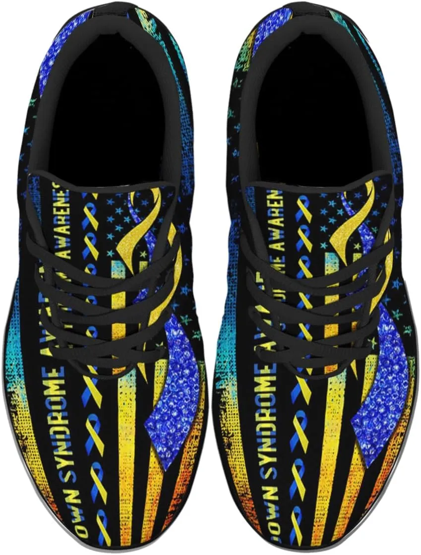 Down Syndrome Awareness Shoes, Lace Up Walking Sneakers, Running Shoes Mesh Breathable Sports Trainers