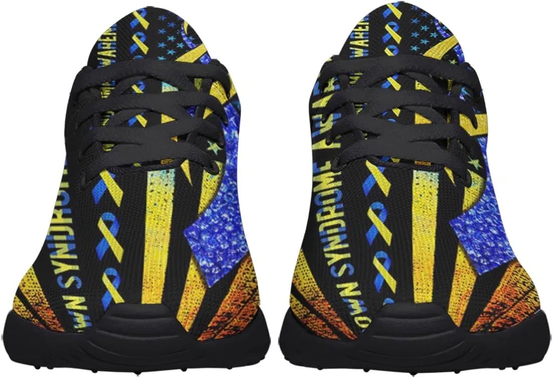 Down Syndrome Awareness Shoes, Lace Up Walking Sneakers, Running Shoes Mesh Breathable Sports Trainers