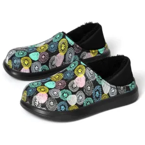 Floral Pattern Slip-On Clogs – Playful Style with Paw Print