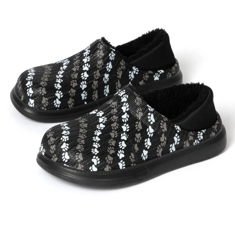 Floral Pattern Slip-On Clogs – Playful Style with Paw Print