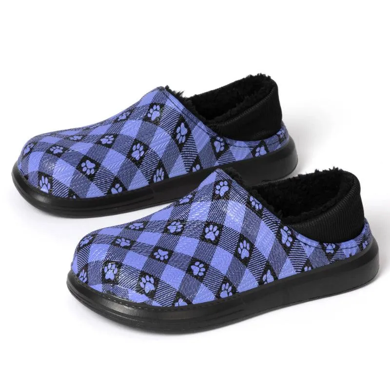 Floral Pattern Slip-On Clogs – Playful Style with Paw Print