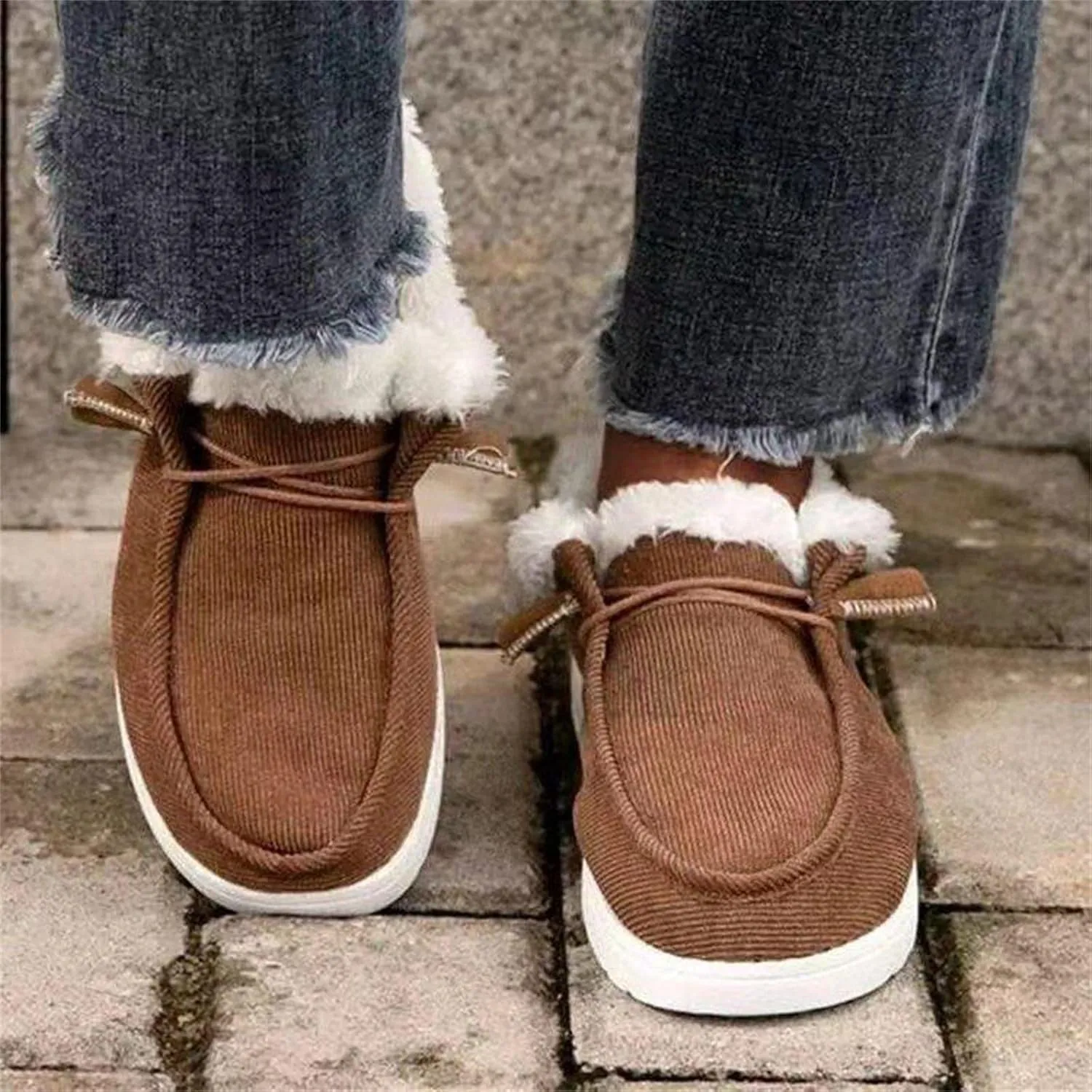 Ladmiple Boots For Women Ankle Booties Winter Warm Fur Lined Snow Boots Outdoor Slip On Comfortable Fashion Walking Shoes