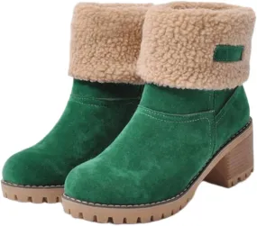 Ladmiple Snow Boots For Women Tall Mid Calf Warm Fur Lined Winter Boots Outdoor Slip On Comfortable Fashion Walking Shoes