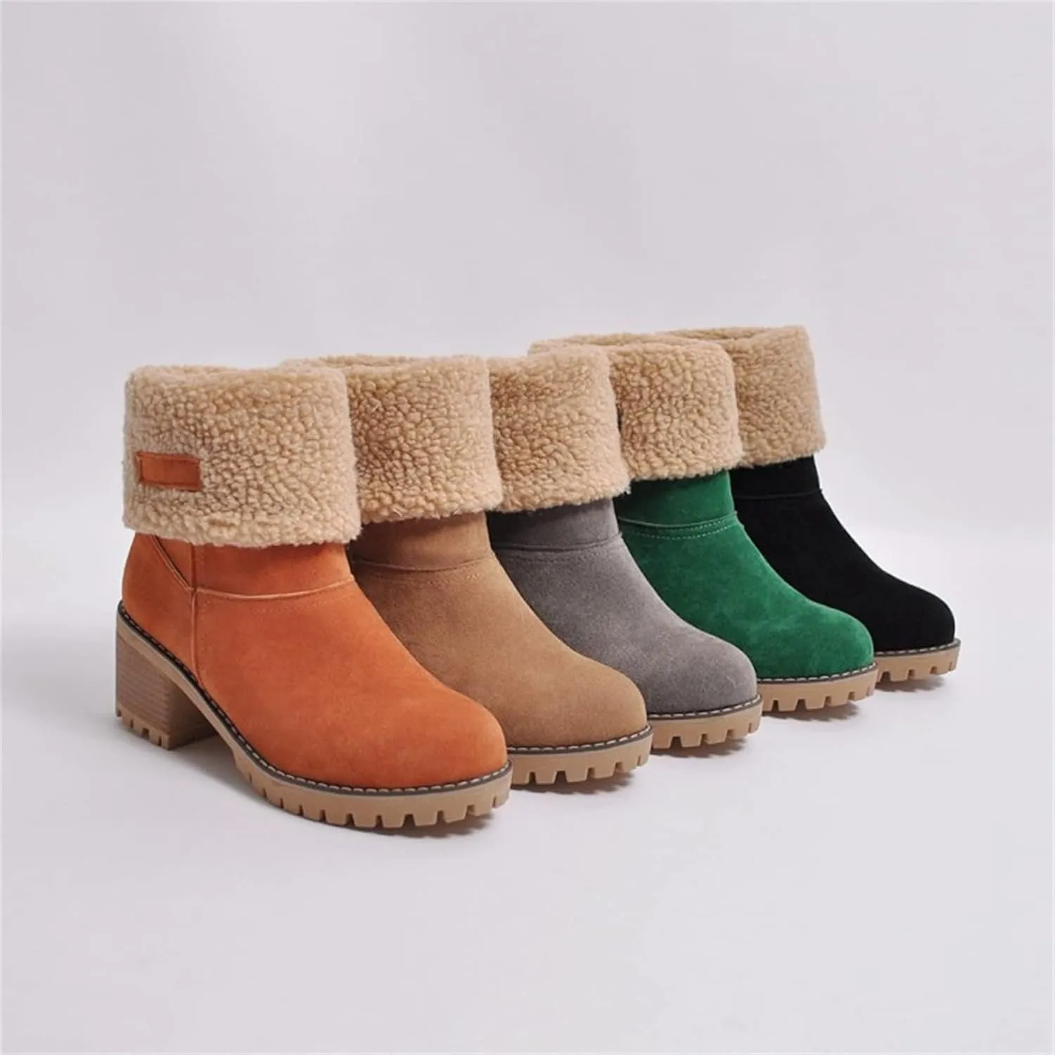 Ladmiple Snow Boots For Women Tall Mid Calf Warm Fur Lined Winter Boots Outdoor Slip On Comfortable Fashion Walking Shoes