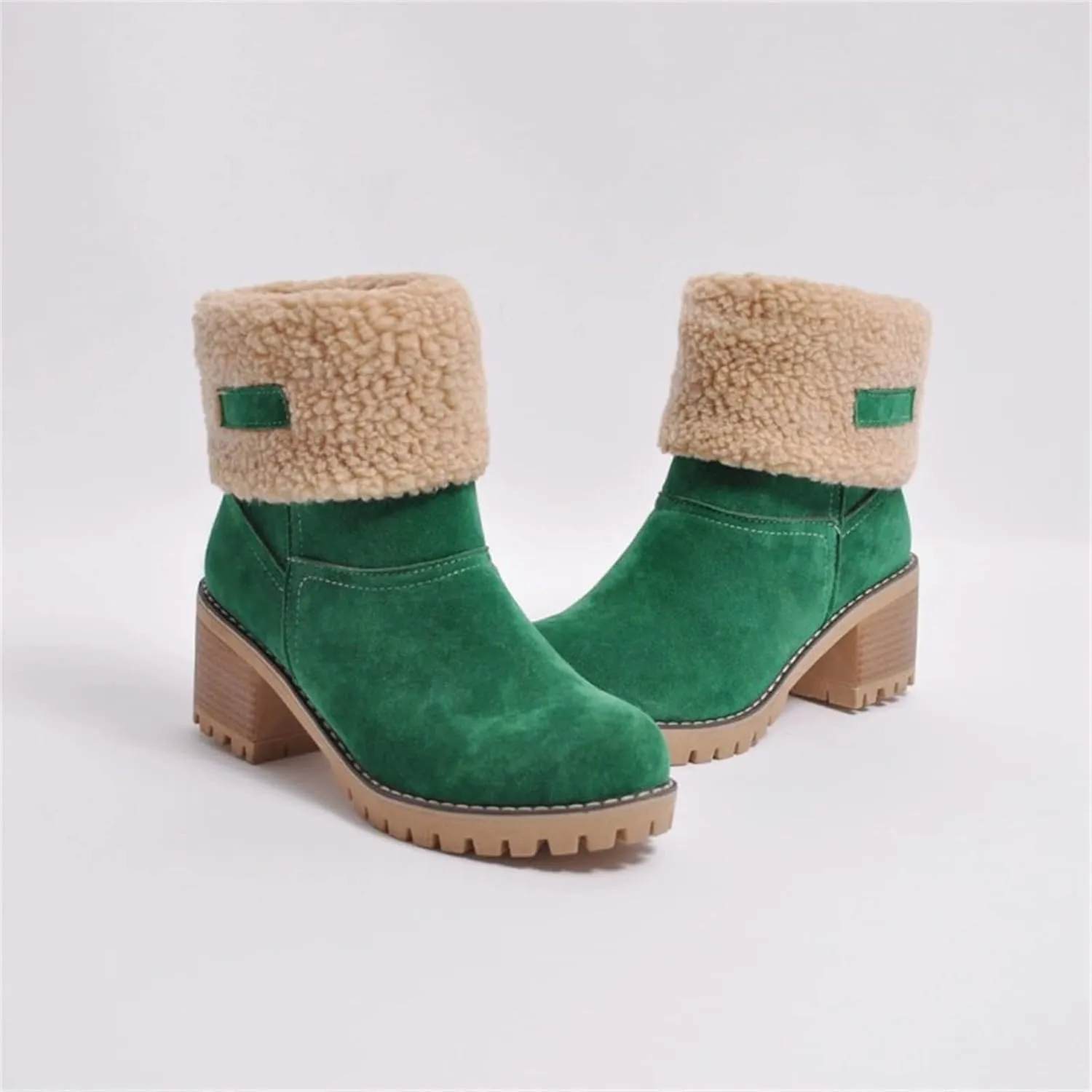 Ladmiple Snow Boots For Women Tall Mid Calf Warm Fur Lined Winter Boots Outdoor Slip On Comfortable Fashion Walking Shoes