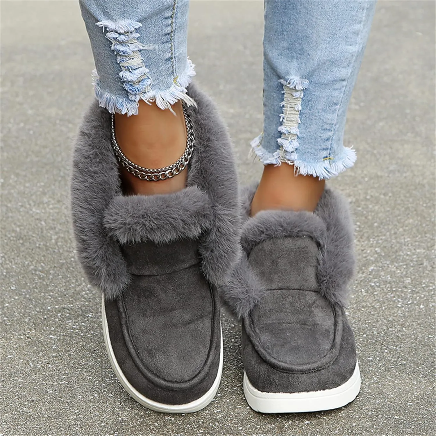 Ladmiple Winter Boots For Women Warm Snow Boots Winter Shoes with Fur Lined Slip On Comfortable Outdoor Ankle Booties