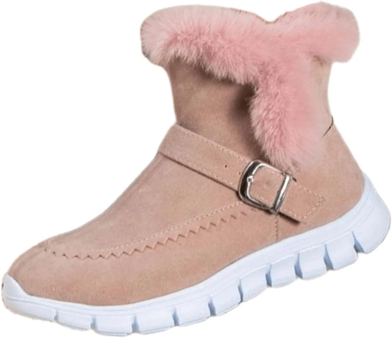Lausiuoe Boots For Women Ankle Booties With Fur Lined Snow Winter Boots Classic Slip On Comfortable Warm Casual Loafers Shoes