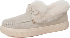 Lausiuoe Winter Fashion Boots For Women 2024 Ankle Boot Slip On Comfortable Snow Fuzzy Booties Casual Fur Lined Loafers Shoes
