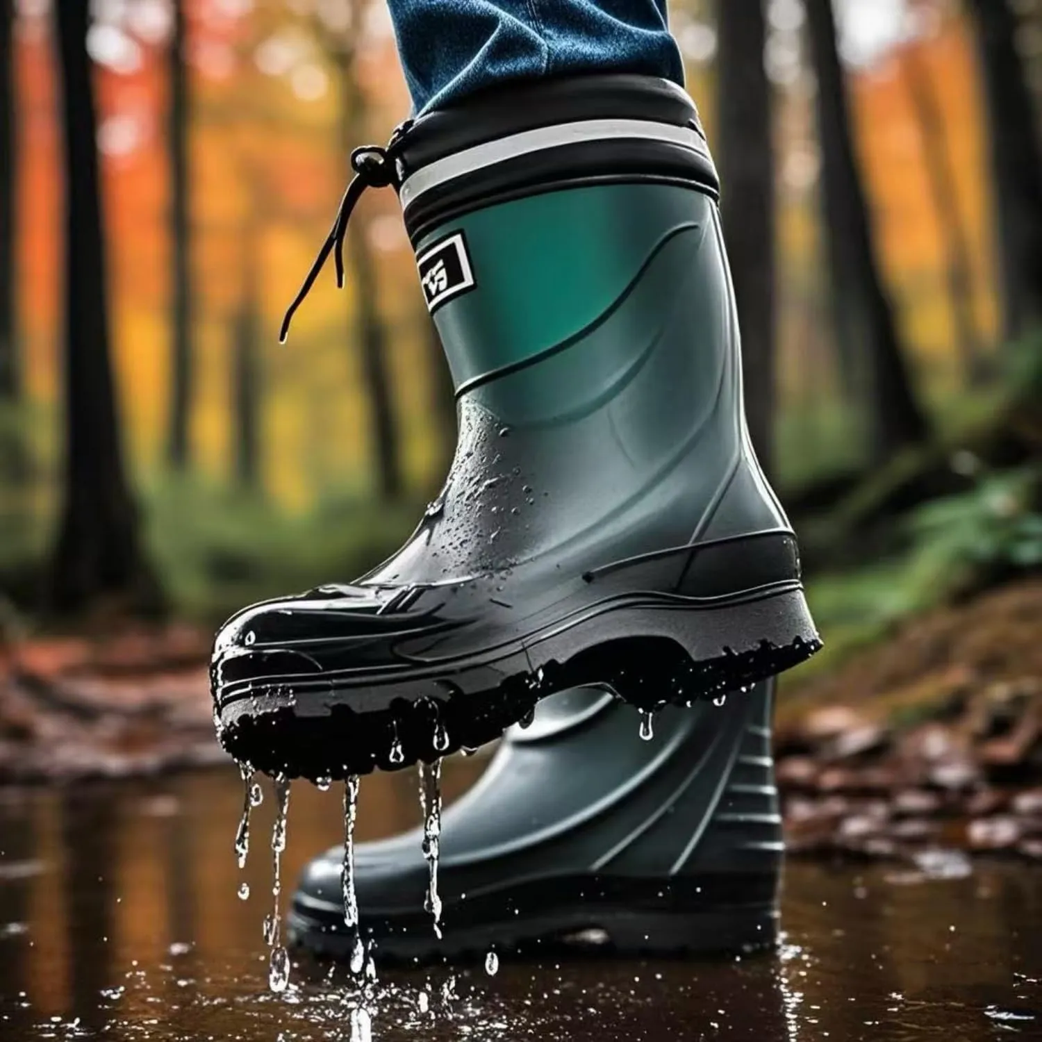 Men Rain Boots Waterproof Rubber Boots for Men with PVC Unique Design, Comfort Lightweight Work Mud Boots, Resistant Durable Slip Garden Boots for Fishing Farming Gardening