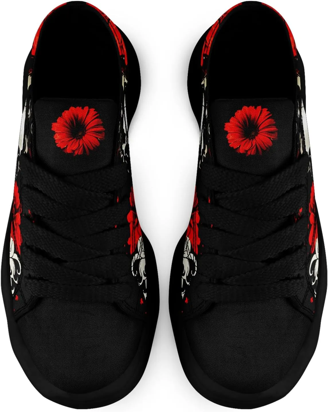 Men's Fashion Canvas Sneaker Low Top Flat Casual Shoes Women's Vibrant Skull Lightweight Comfort Walking Shoes