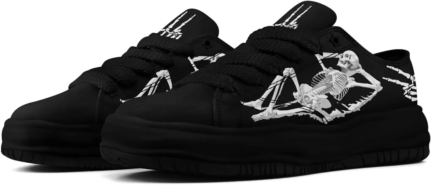 Men's Fashion Canvas Sneaker Low Top Flat Casual Shoes Women's Vibrant Skull Lightweight Comfort Walking Shoes
