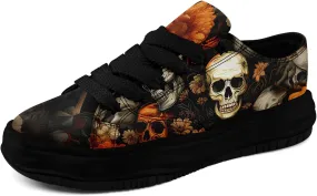 Men's Fashion Canvas Sneaker Low Top Flat Casual Shoes Women's Vibrant Skull Lightweight Comfort Walking Shoes