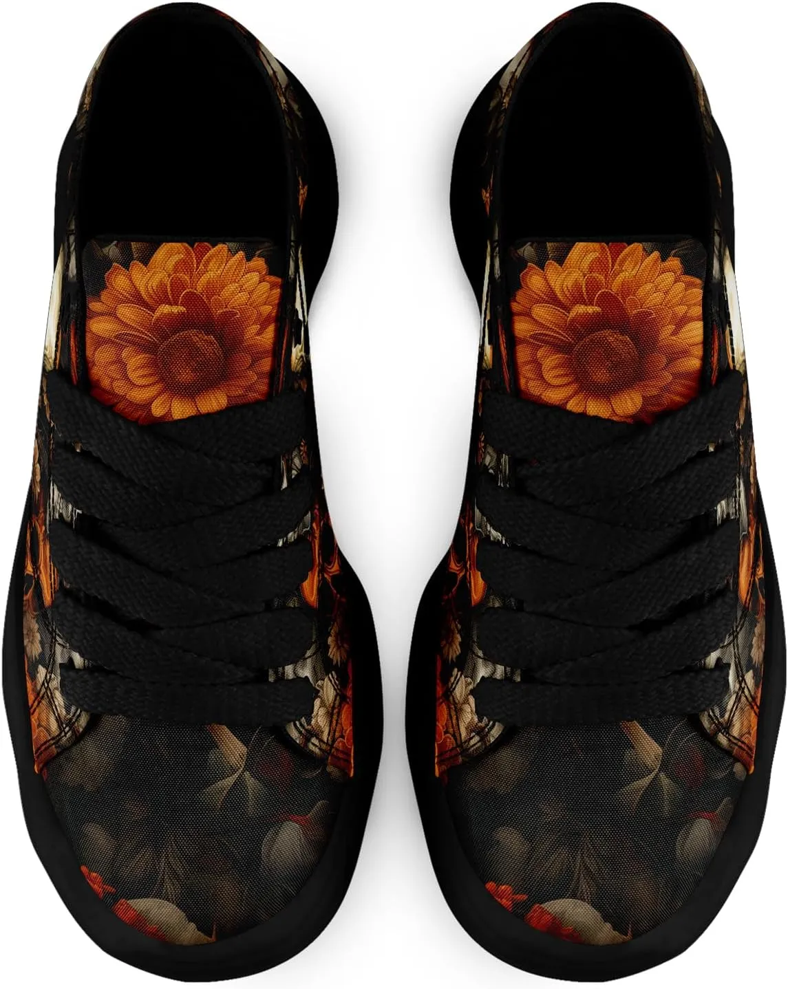 Men's Fashion Canvas Sneaker Low Top Flat Casual Shoes Women's Vibrant Skull Lightweight Comfort Walking Shoes