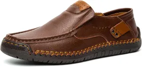 Men's Loafers Slip-On Casual Leather Outdoors Dress Shoes Lightweight Comfortable Driving Walking Shoes