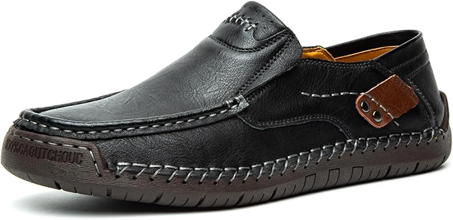 Men's Loafers Slip-On Casual Leather Outdoors Dress Shoes Lightweight Comfortable Driving Walking Shoes