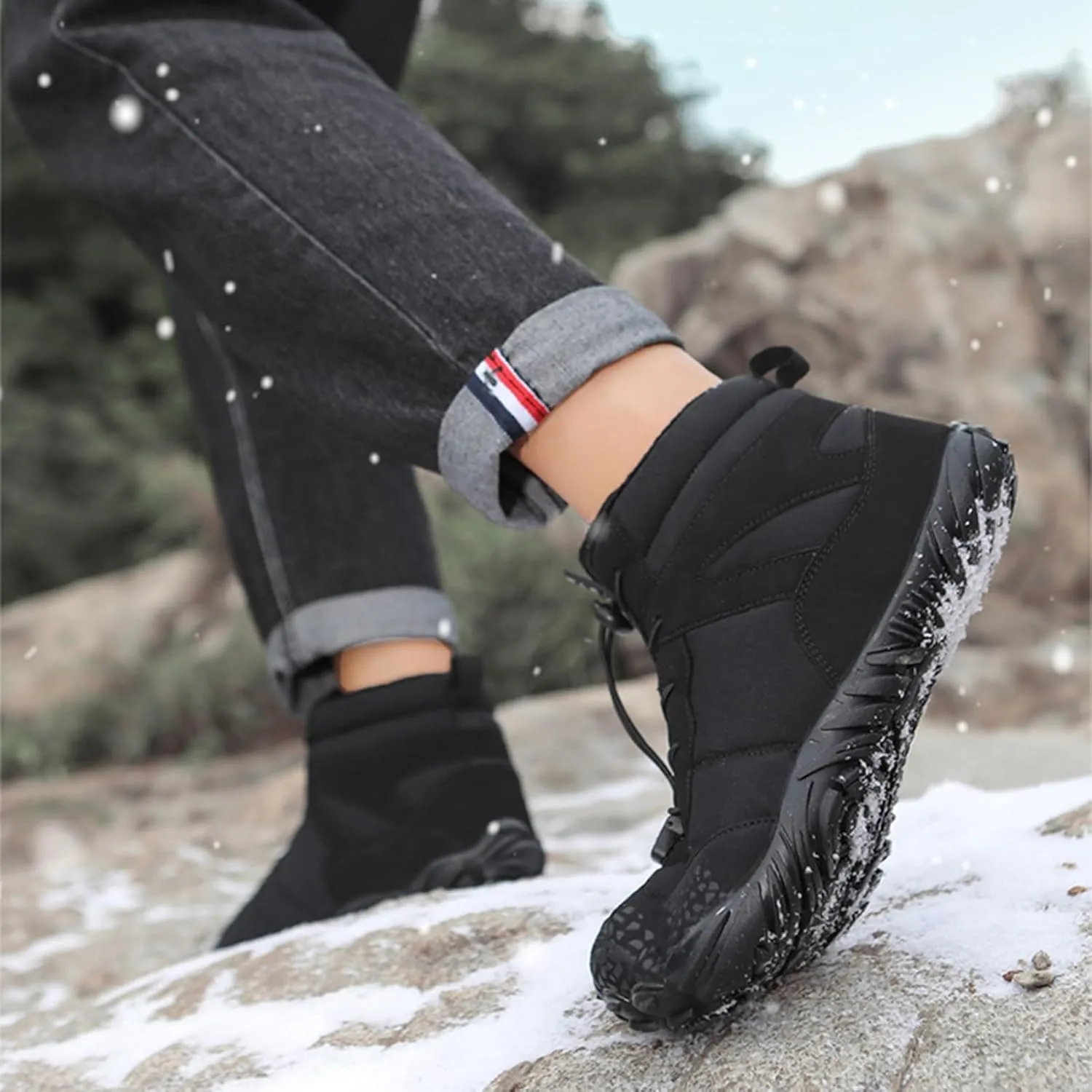 Mens Snow Boots Waterproof,Outdoor Hiking Lightweight Walking Winter Boots for Women,Comfortable Lightweight Warm Fur Lined Boots,Unisex