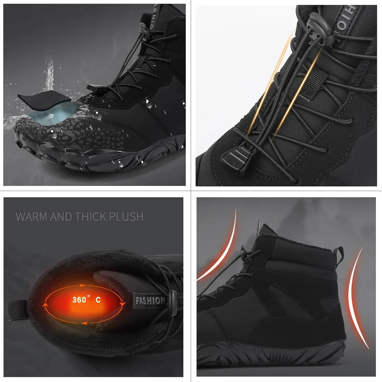 Mens Snow Boots Waterproof,Outdoor Hiking Lightweight Walking Winter Boots for Women,Comfortable Lightweight Warm Fur Lined Boots,Unisex