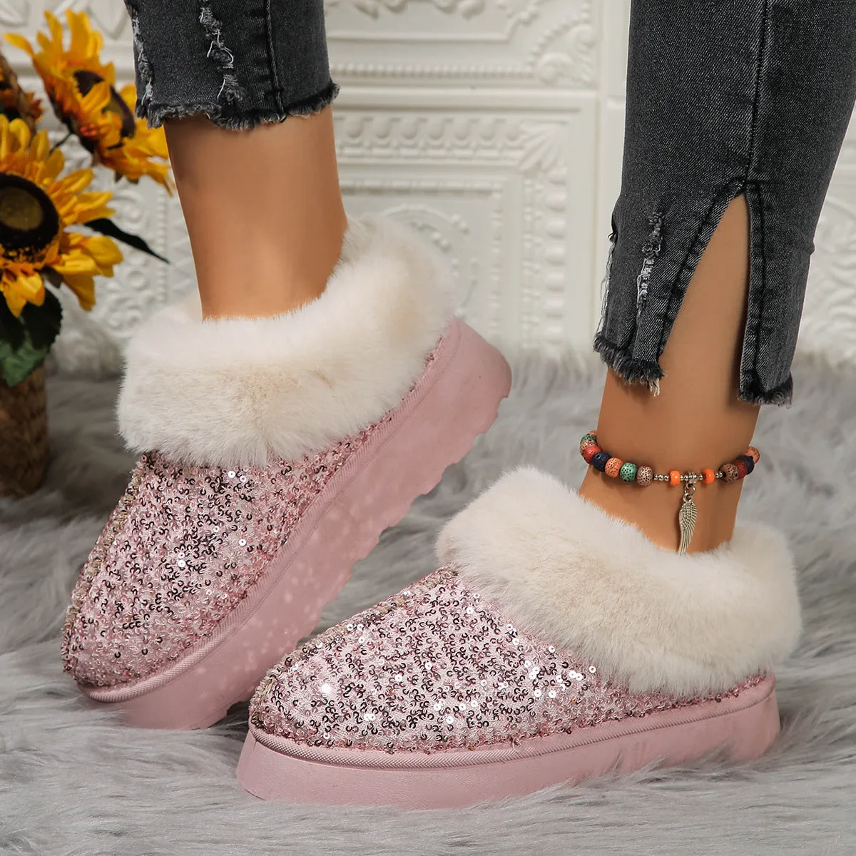 Nemesia Platform Glitter Snow Boots