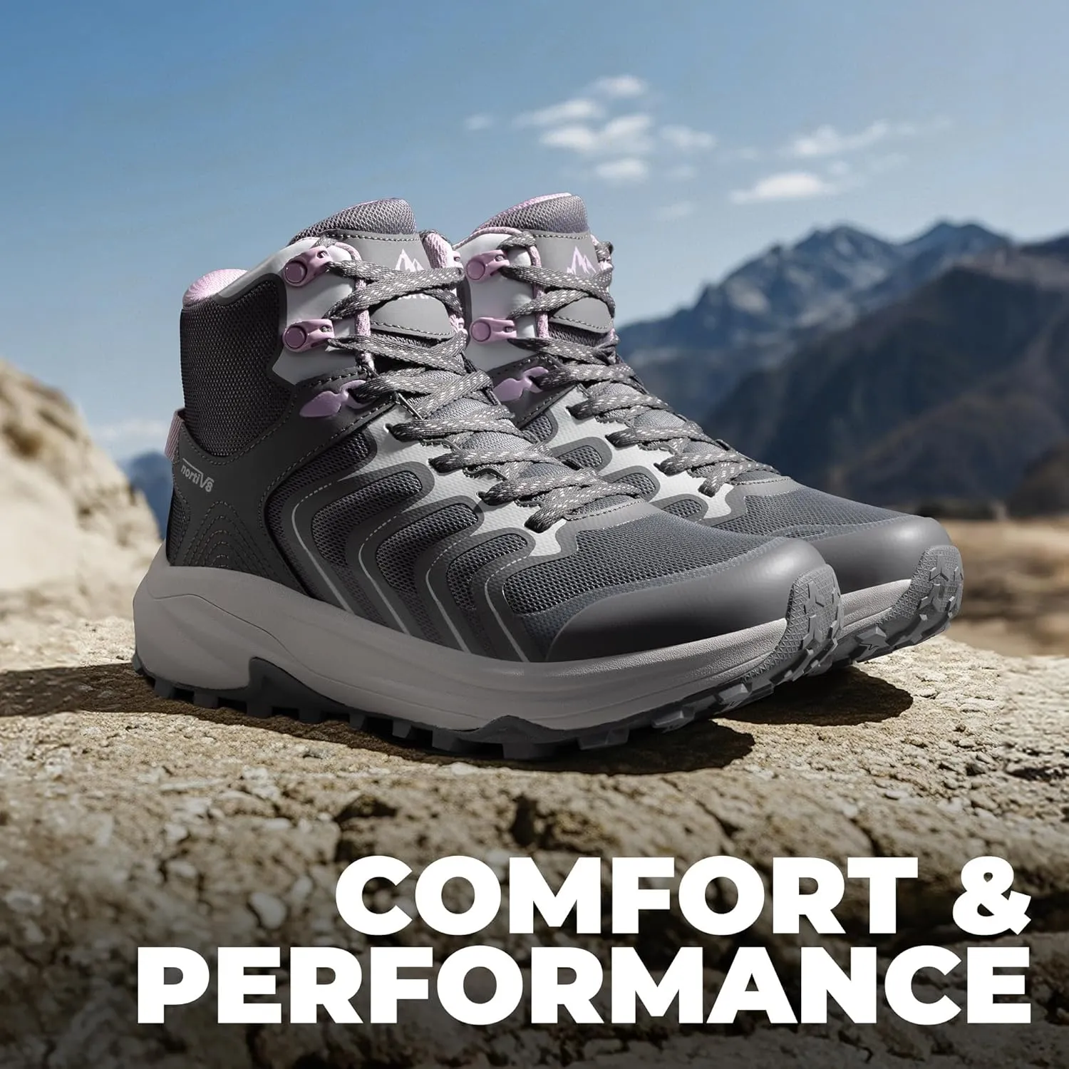 NORTIV 8 Women's Hiking Boots Waterproof with Arch Support Sneakers Walking Outdoor Comfortable Lightweight Boot Echo Mid