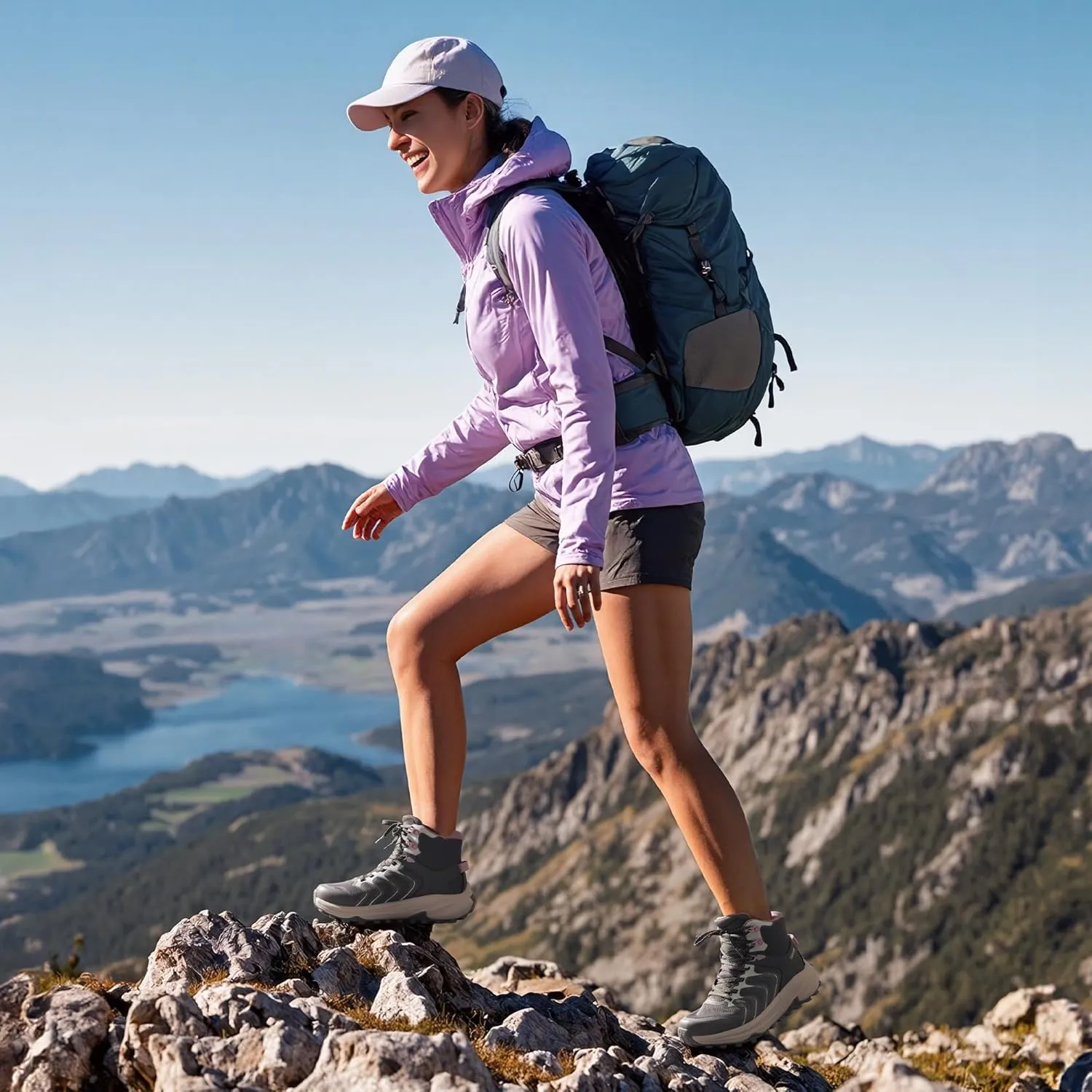 NORTIV 8 Women's Hiking Boots Waterproof with Arch Support Sneakers Walking Outdoor Comfortable Lightweight Boot Echo Mid