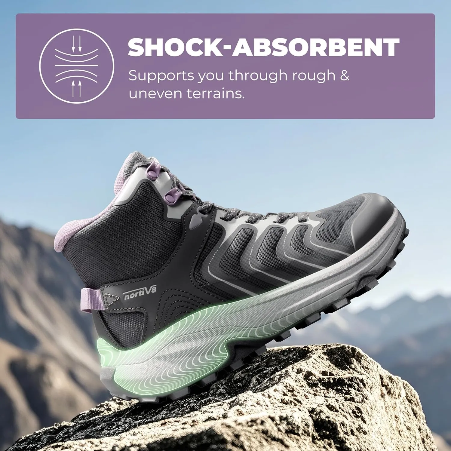 NORTIV 8 Women's Hiking Boots Waterproof with Arch Support Sneakers Walking Outdoor Comfortable Lightweight Boot Echo Mid