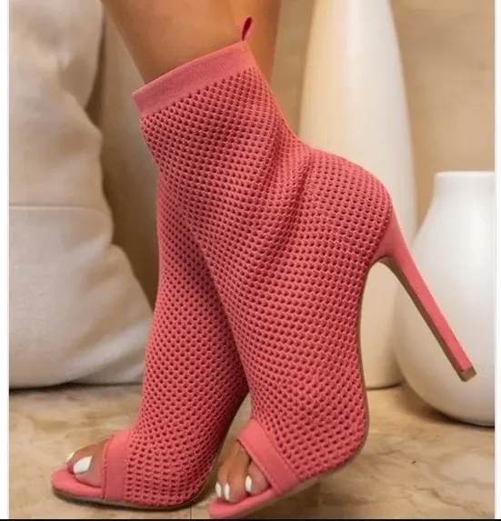 Peep Toe Booties High Heel Ready To Wear-2 By Mata Shoes