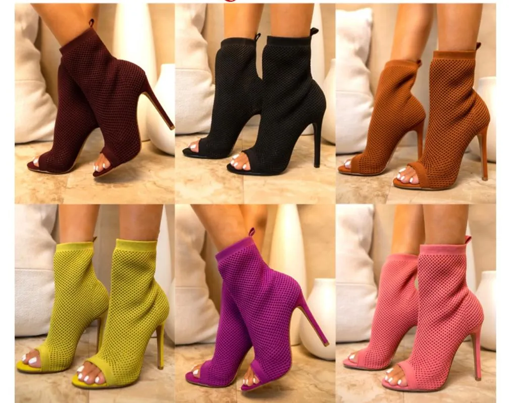 Peep Toe Booties High Heel Ready To Wear-2 By Mata Shoes