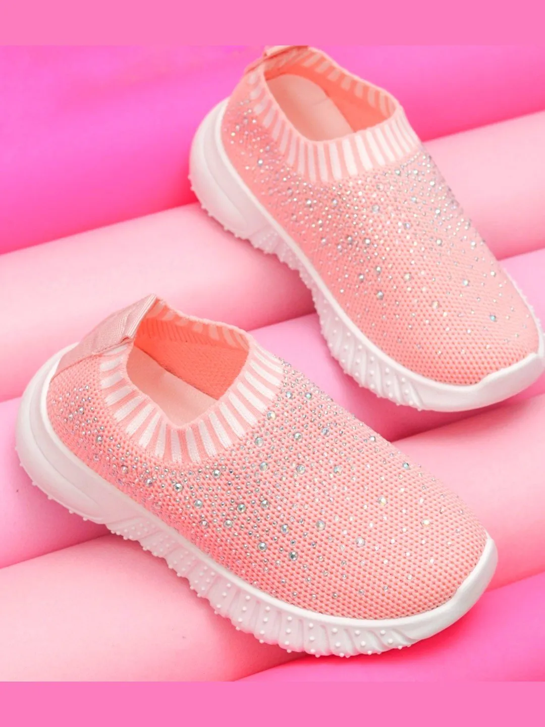 Pink Serenity: Breathable Soft Knit Slip-On Shoes