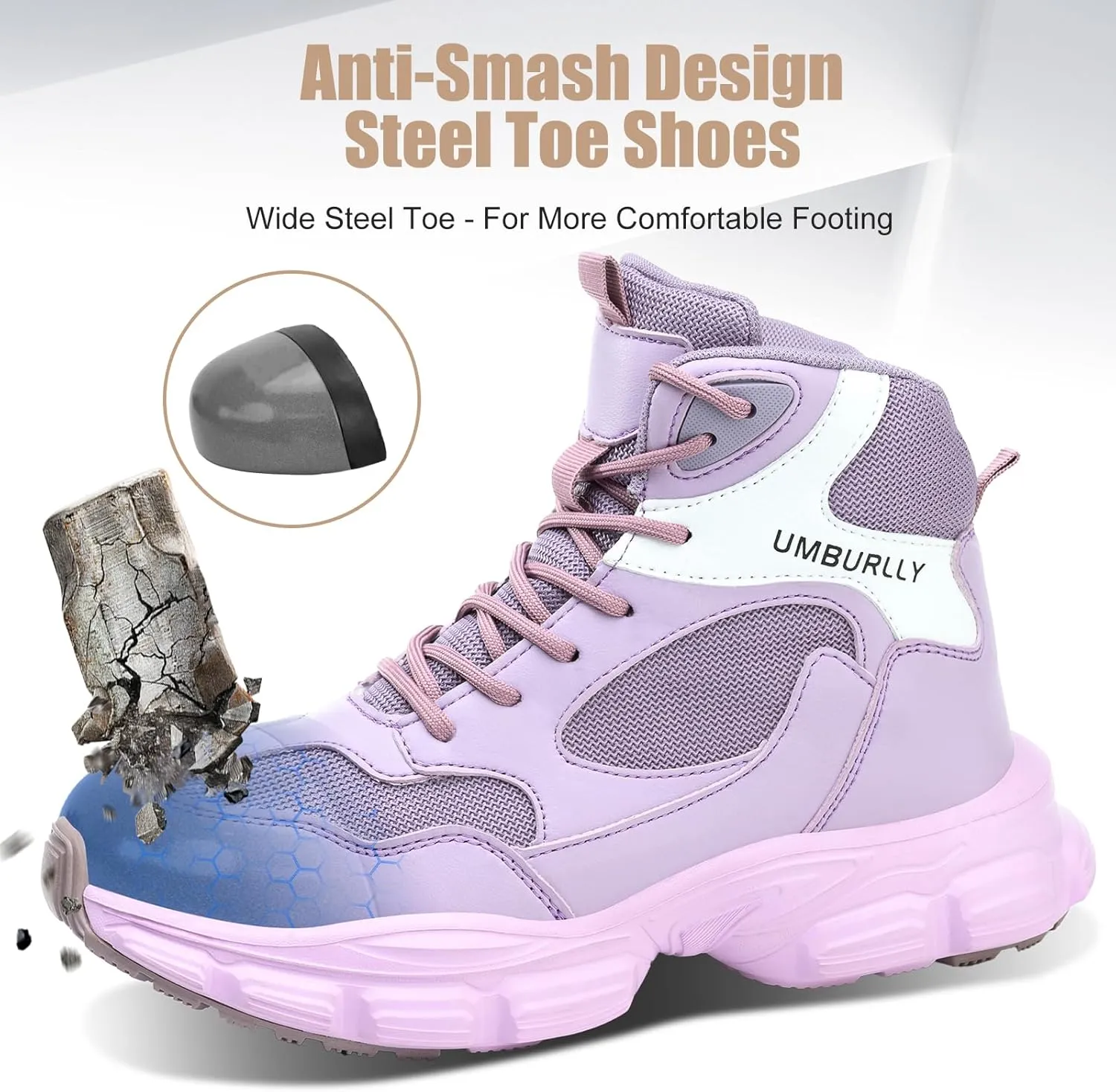 Steel Toe Shoes for Women Men Wide Non Slip Composite Work Sneakers Indestructible Comfortable Safety Tennis Shoes Lightweight Breathable Construction Sneakers Puncture Proof Ergonomic Design