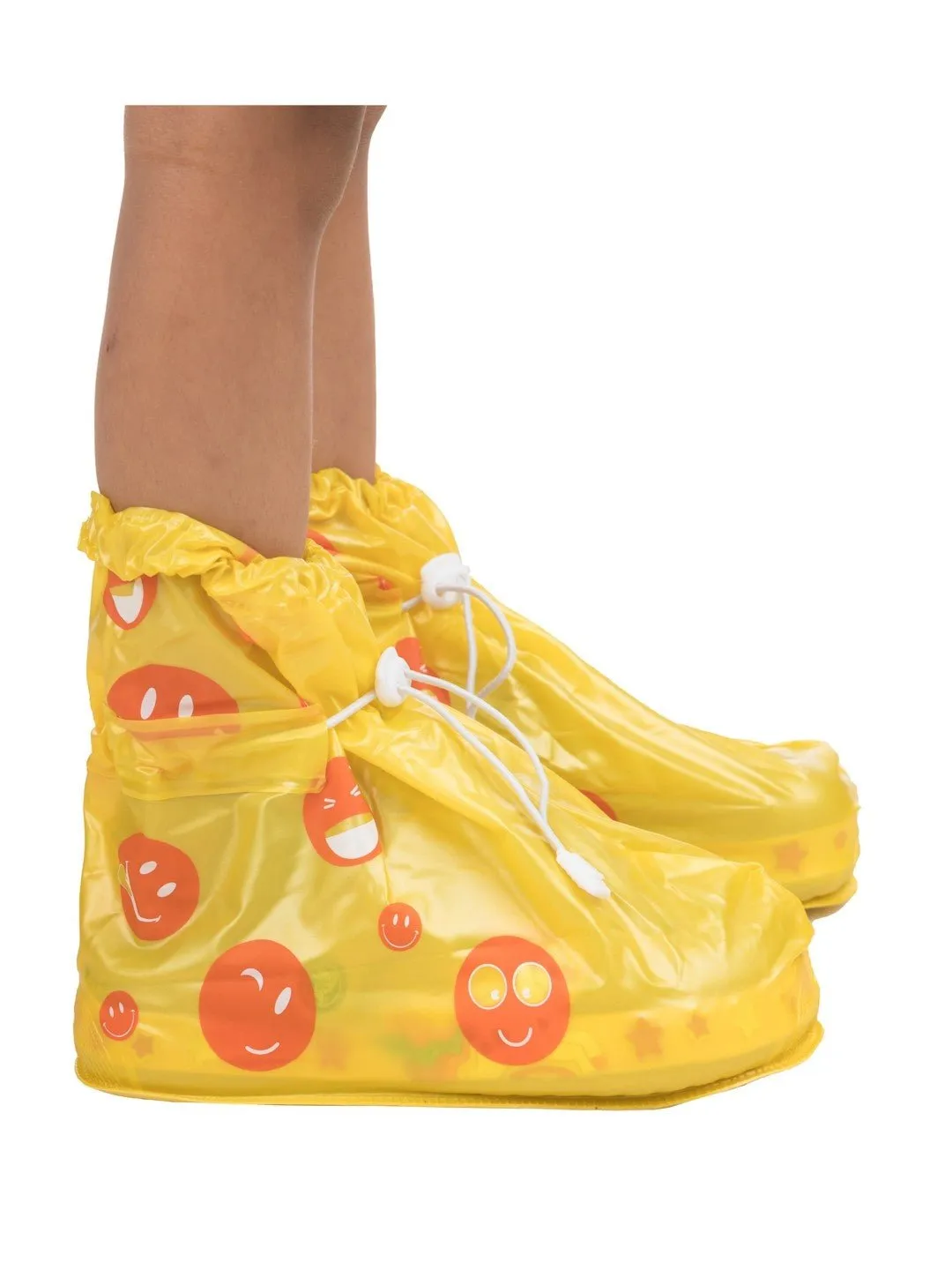 Sunny Yellow Smiley Waterproof Rain Shoe Covers for Boys