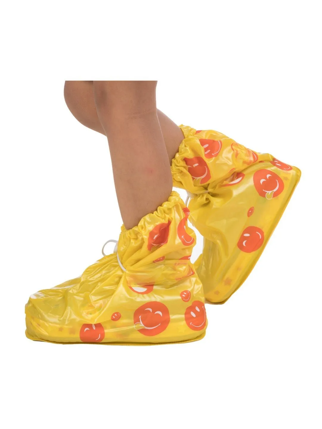 Sunny Yellow Smiley Waterproof Rain Shoe Covers for Boys