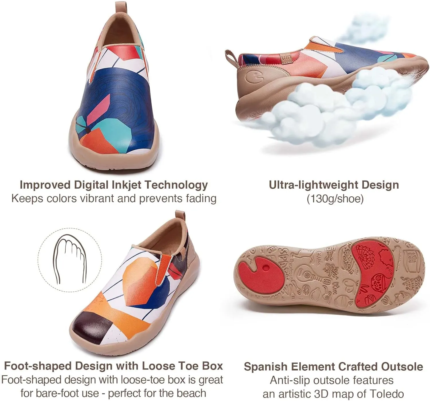 UIN Women's Walking Travel Shoes Slip On Microfiber Casual Loafers Lightweight Comfort Fashion Sneaker