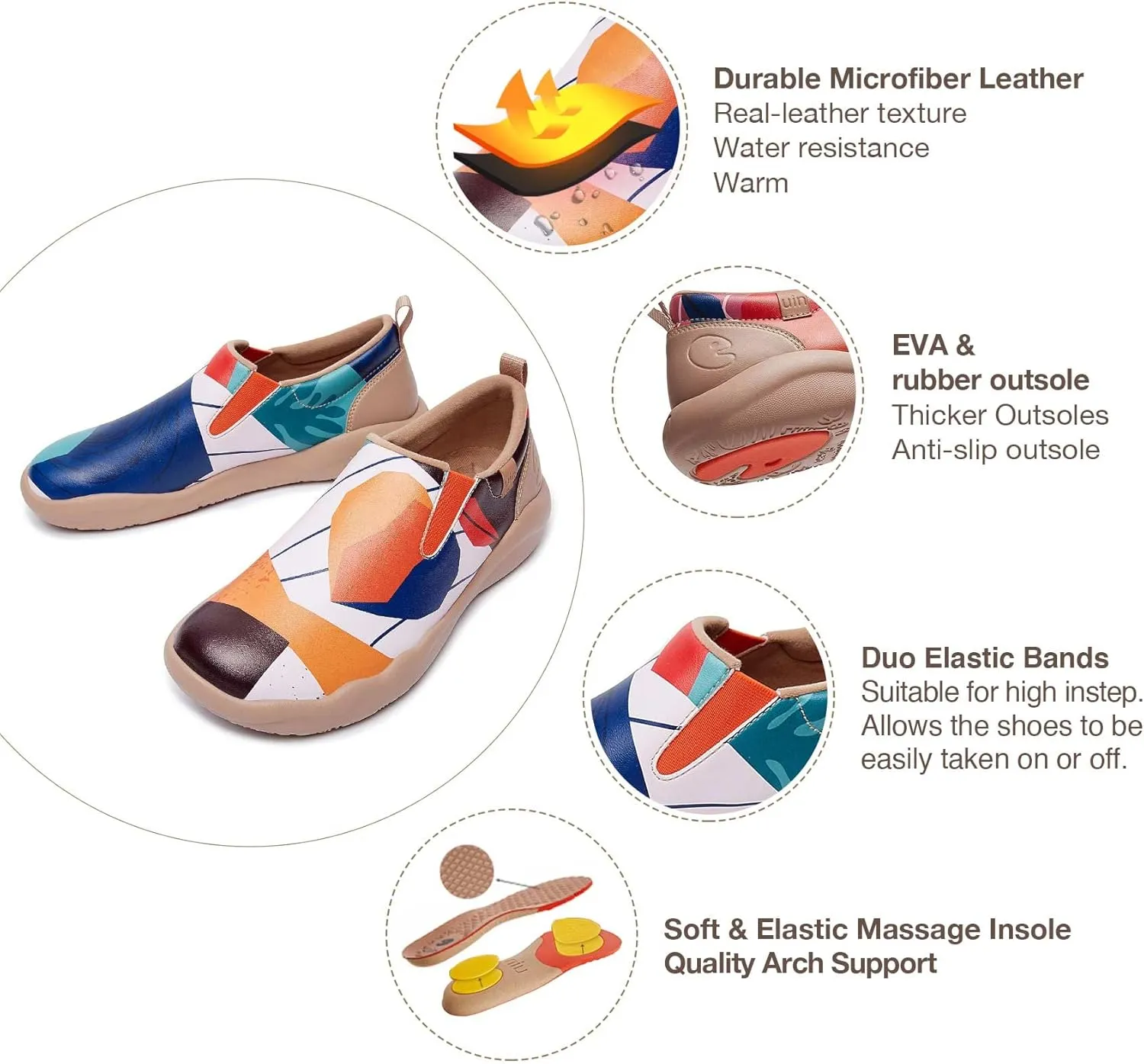 UIN Women's Walking Travel Shoes Slip On Microfiber Casual Loafers Lightweight Comfort Fashion Sneaker