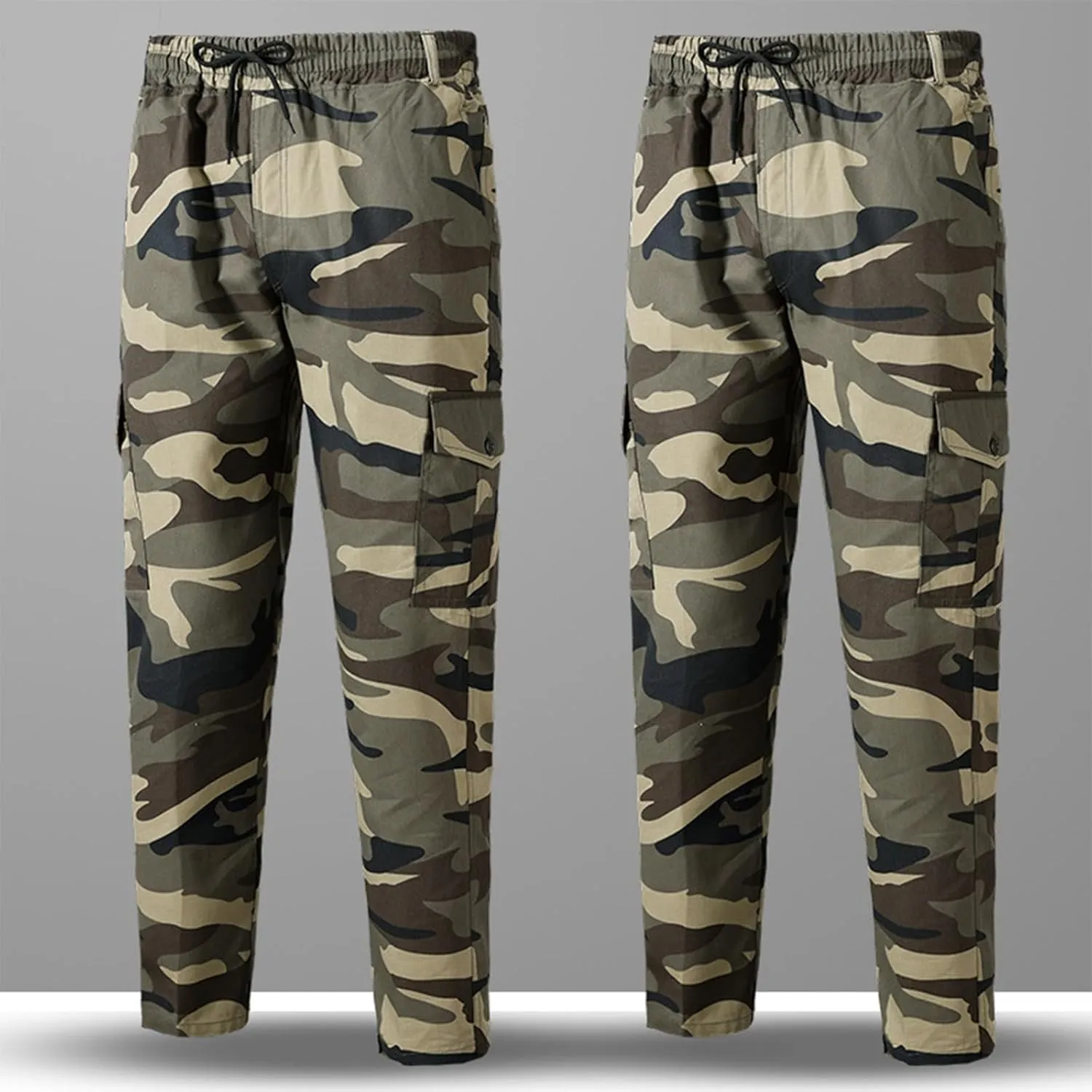 ZEFOTIM Casual Pants for Men Camouflage/Solid Color Cinch Bottom Casual Pant Breathable Trousers with Pockets