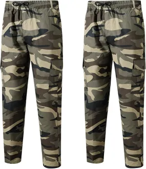 ZEFOTIM Casual Pants for Men Camouflage/Solid Color Cinch Bottom Casual Pant Breathable Trousers with Pockets